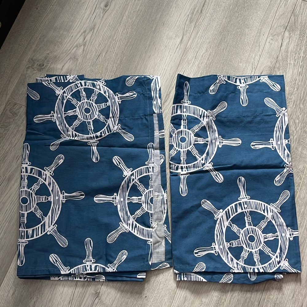 Set of two nautical topper valance for windows.